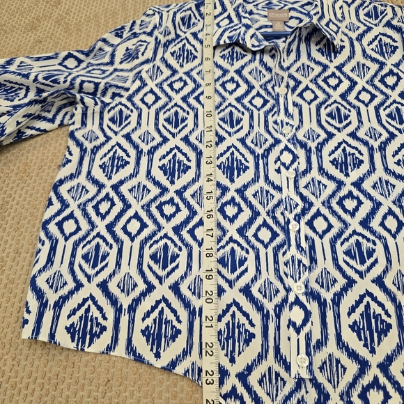 Chicos Xl Geometric Print Women's Top 3/4 Sleeve - Picture 6 of 12
